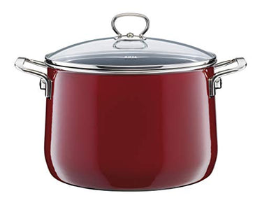 Riess, 0705-008, Fleischtopf mit Glasdeckel, NOUVELLE, ROSSO EXTRA STARK, Durchmessser 24 cm, Höhe 23,5 cm, Inhalt 6,5 Liter, Emaille, Induktion im Sale